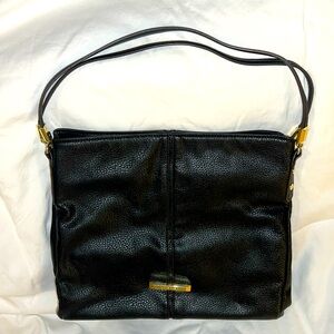 Anne Klein black faux-leather 3-compartment large tote bag